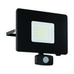Eglo Applique Murale Faedo 3 Aluminium Noir 53W 5800lm - 850 Blanc Froid | IP44 - Détecteur De Mouvement